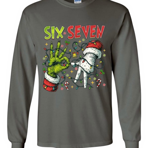 67 Grinch T-shirt Funny Christmas T-shirt long sleeve custom, S M L XL white New - Picture 3 of 6